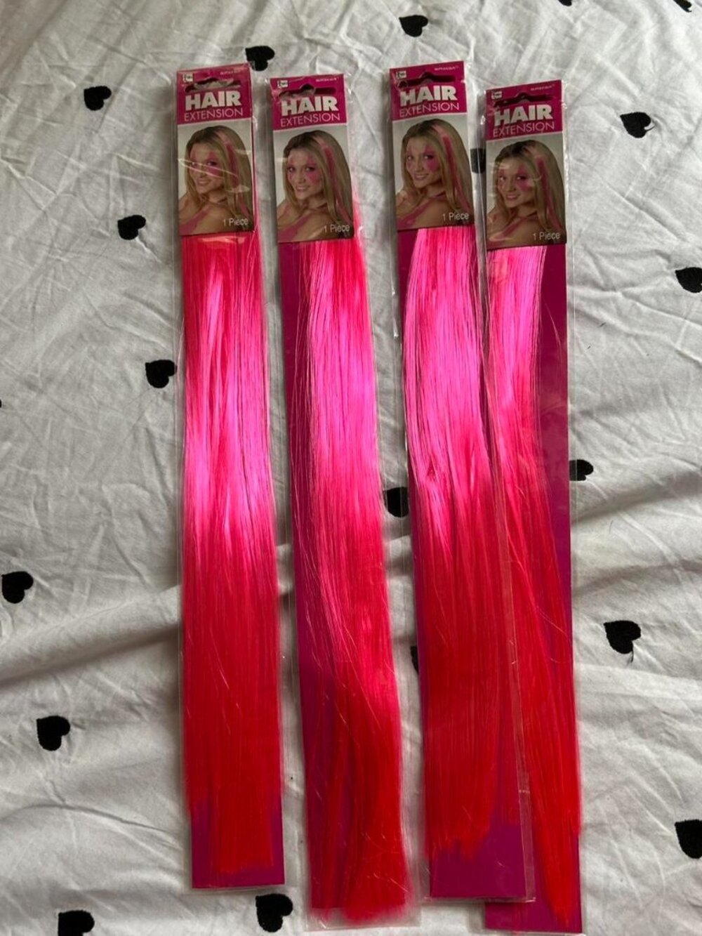 4 New Bright Pink Clip In Hair Extensions